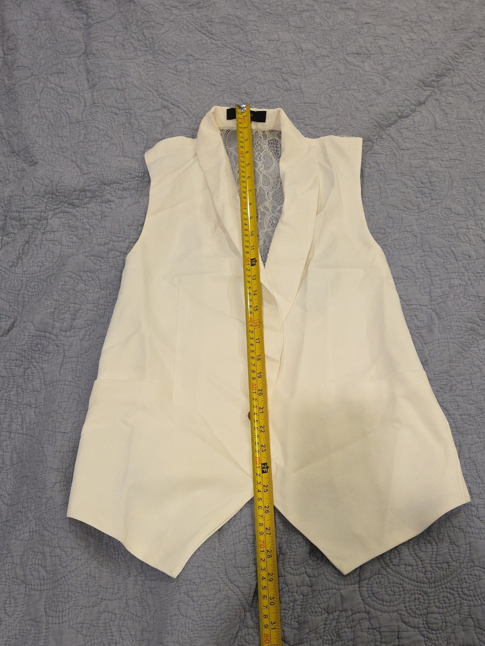 Forever 21 Ivory Lace-Back Sleeveless Blazer Vest Size M! - Picture 6 of 6